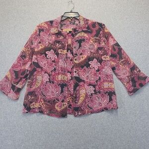 Notations 2 Piece Pink And Red Paisley Blouse